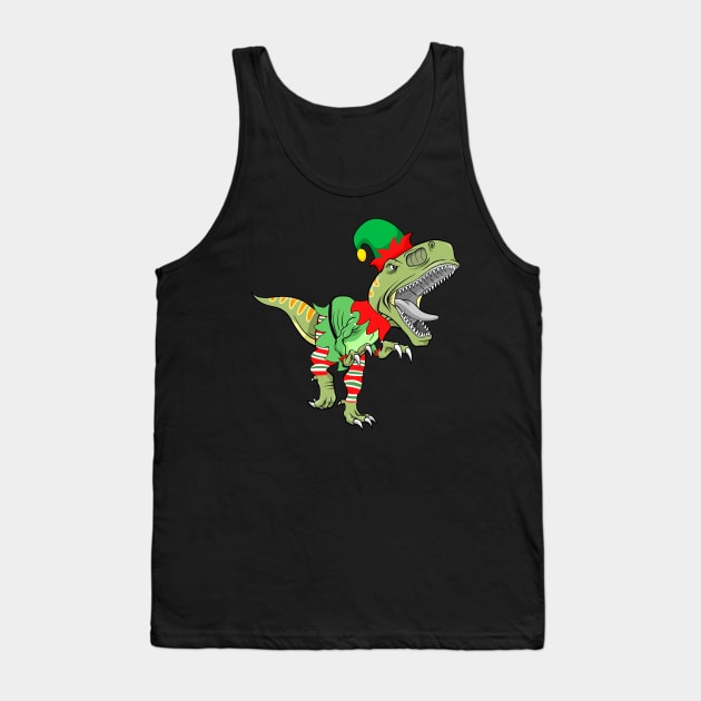 Dinosaur In Elf Costume Christmas Tank Top by Danielsmfbb